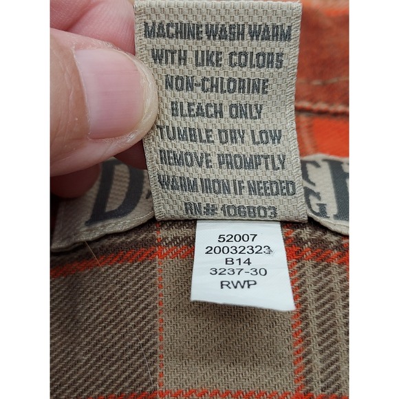 Duluth Trading Co. Mens XL Plaid Flannel Button Down Shirt Orange Brown - Picture 3 of 6